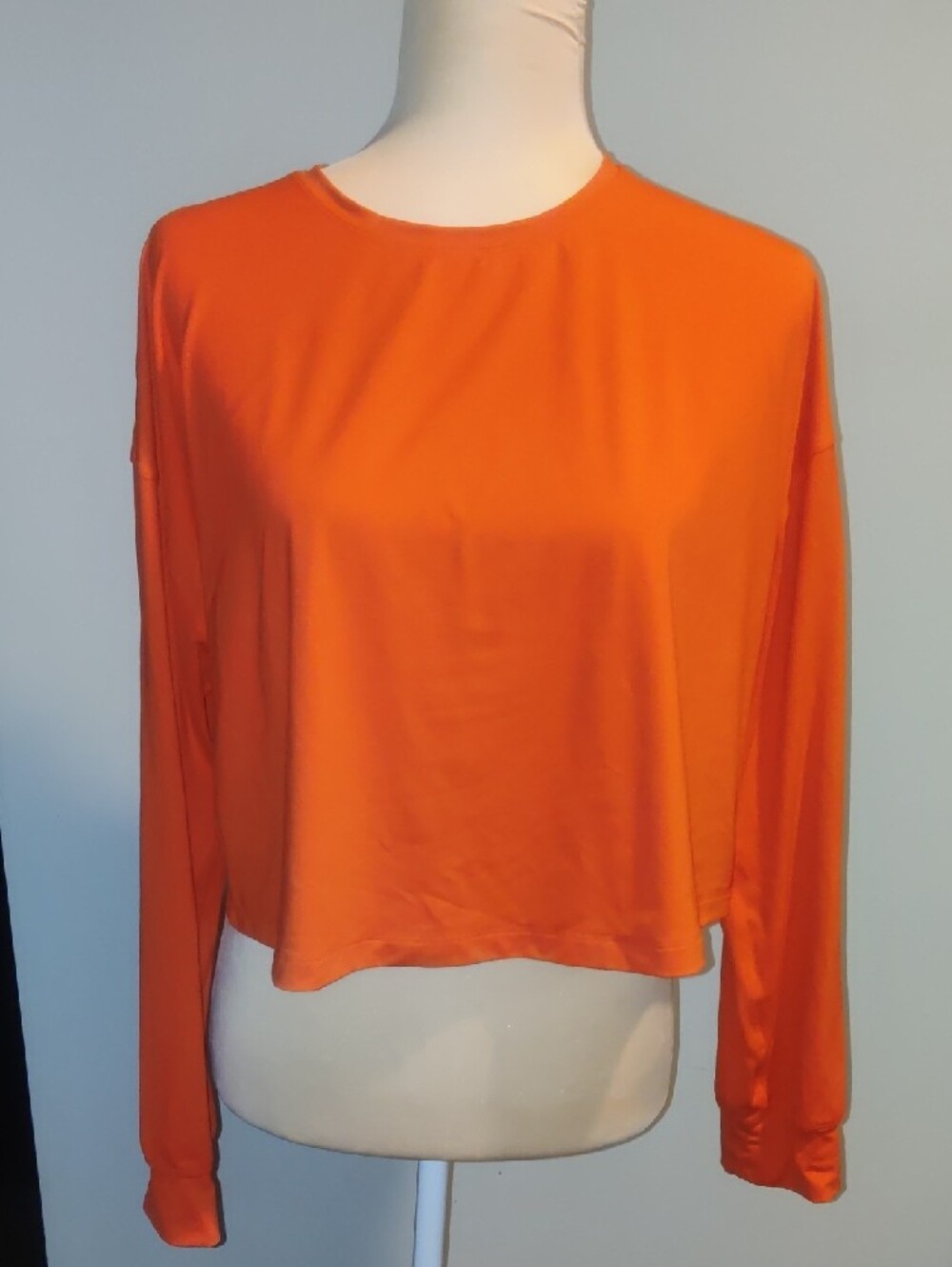 lululemon athletica Cropped Long-Sleeve Top in Bright Coral Red - Picture 2 of 7